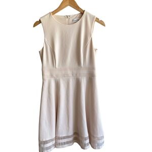 Calvin Klein Dress  Fit & Flare Cream Career Party Cocktail‎ Size 8P Classic